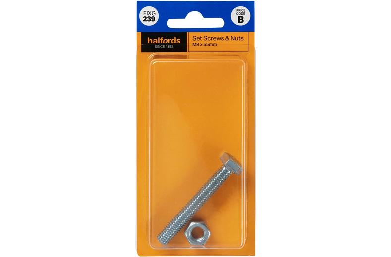 Halfords Set Screw & Nut M8 x 55mm (FIXG239) Halfords Set Screw & Nut M8 x 55mm (FIXG239)