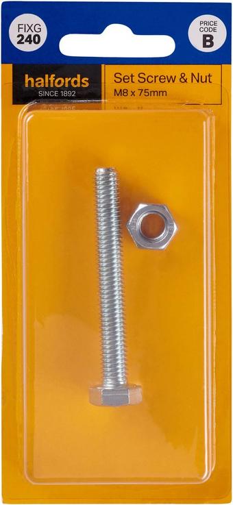 Halfords Set Screw & Nut M8 x 75mm (FIXG240)