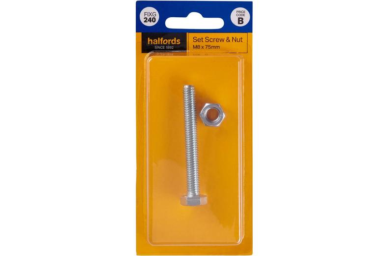 Halfords Set Screw & Nut M8 x 75mm (FIXG240) Halfords Set Screw & Nut M8 x 75mm (FIXG240)