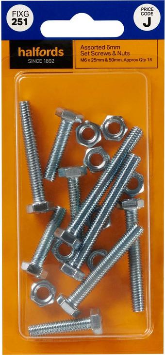 Halfords Assorted Screws & Nuts M6 (FIXG251)