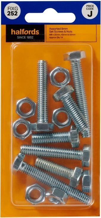 Halfords Assorted Screws & Nuts M8 (FIXG252)