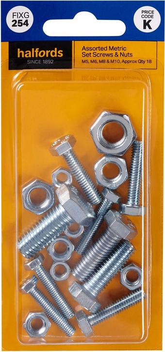 Halfords Assorted Metric Screws & Nuts (FIXG254)