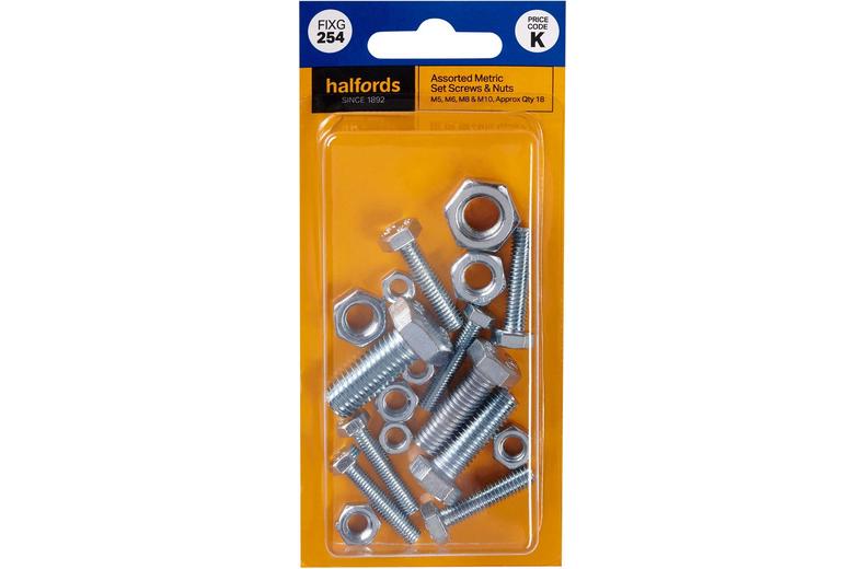 Halfords Assorted Metric Screws & Nuts (FIXG254) Halfords Assorted Metric Screws & Nuts (FIXG254)