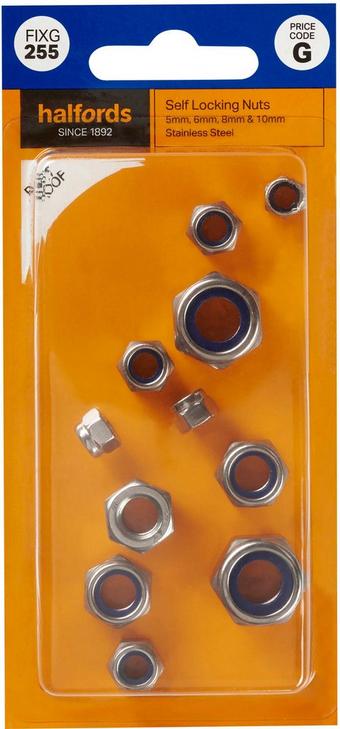 Halfords Assorted Self Locking Nuts (FIXG255)