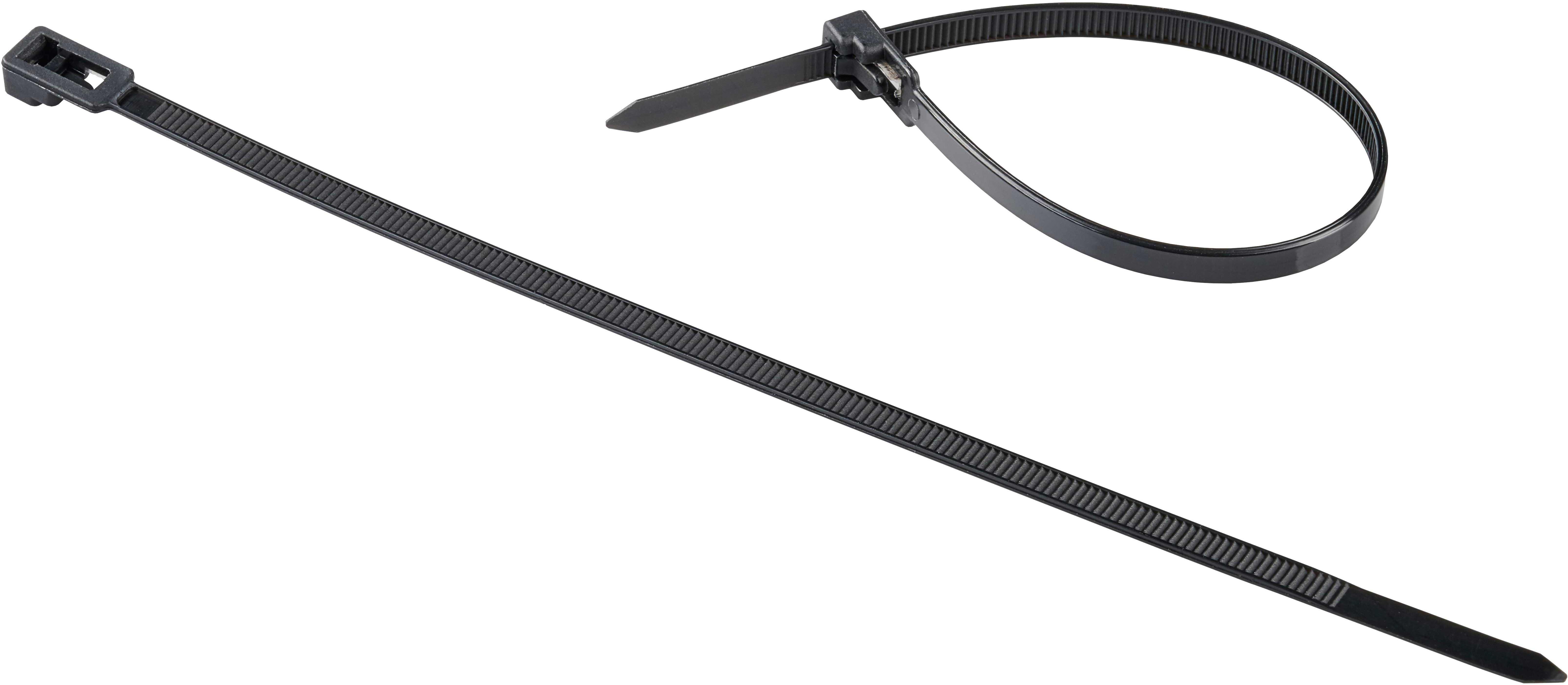 Halfords Releasable Cable Ties 200mm Black (FIXG263)