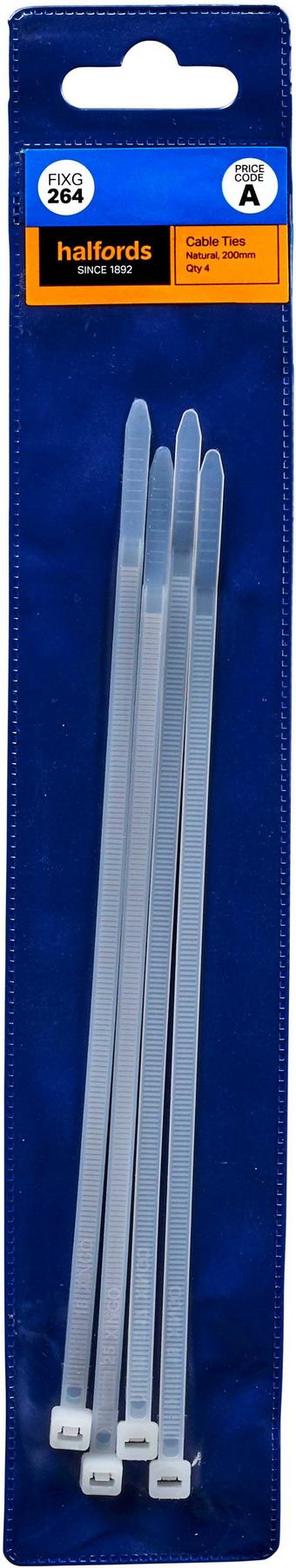 Halfords Cable Ties 200mm White (FIXG264)
