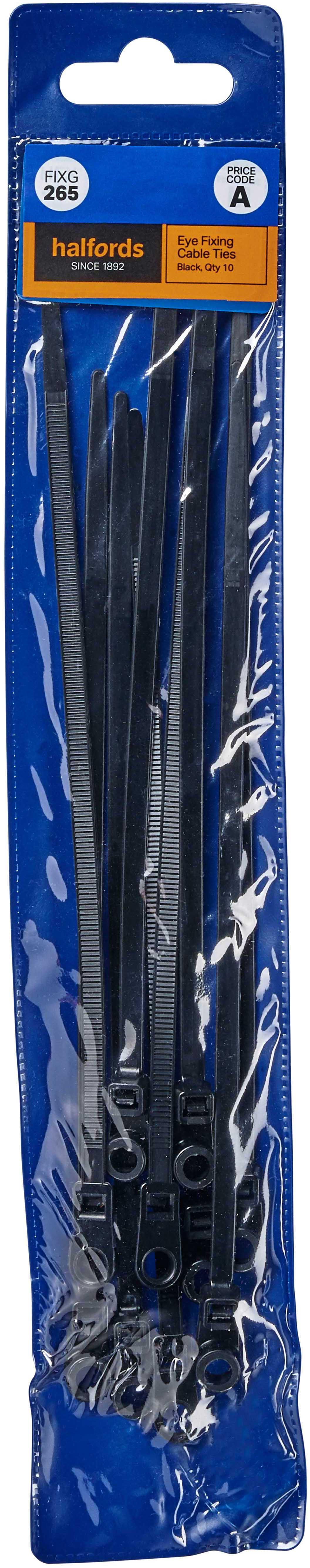 Halfords Eye Fixing Cable Ties 200mm Black (FIXG265)
