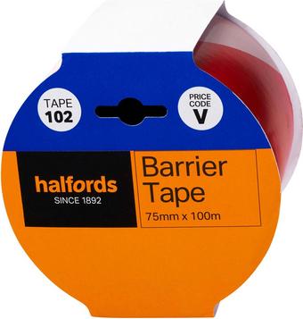 Halfords Red and White Barrier Tape (TAPE102)