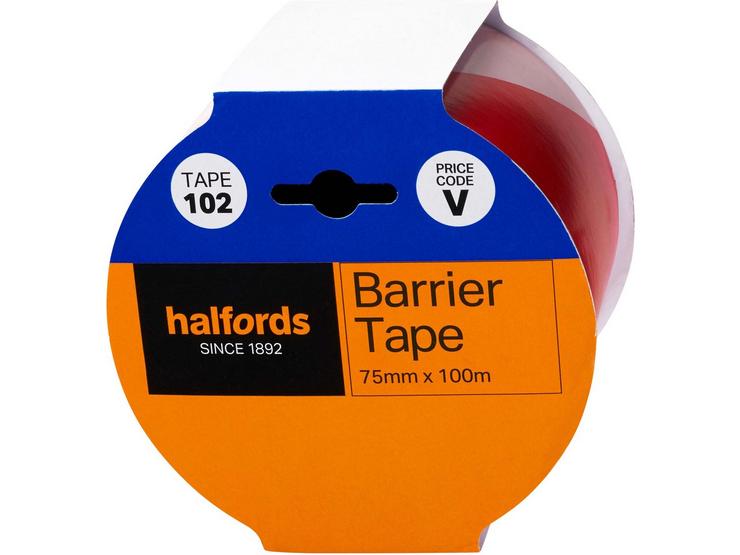 Halfords Red and White Barrier Tape (TAPE102)