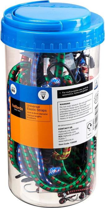 Halfords Assorted Luggage Straps 20 x 4/8mm (LBOX909)