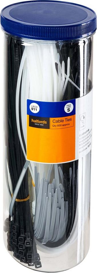 Halfords Assorted Cable Ties Pack of 600 (LBOX911)