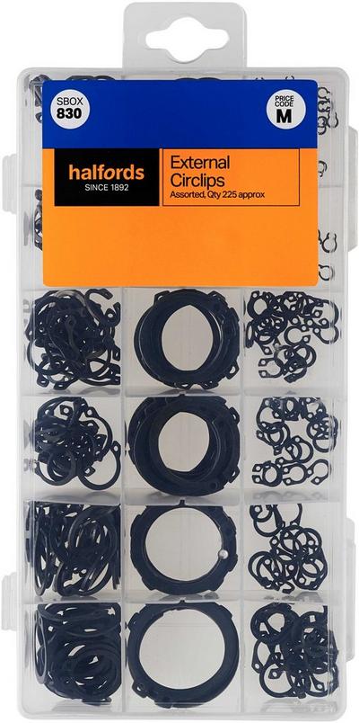 Halfords Assorted External Circlips (SBOX830) Halfords Assorted External Circlips (SBOX830)