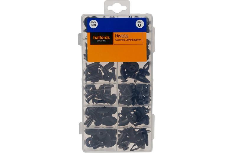 Halfords Assorted Screw Trim Rivets 93pcs (SBOX839) Halfords Assorted Screw Trim Rivets 93pcs (SBOX839)