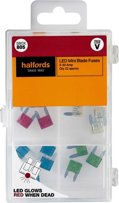 Halfords Assorted Led Mini Blade Fuses (SBOX805) Halfords Assorted Led Mini Blade Fuses (SBOX805)
