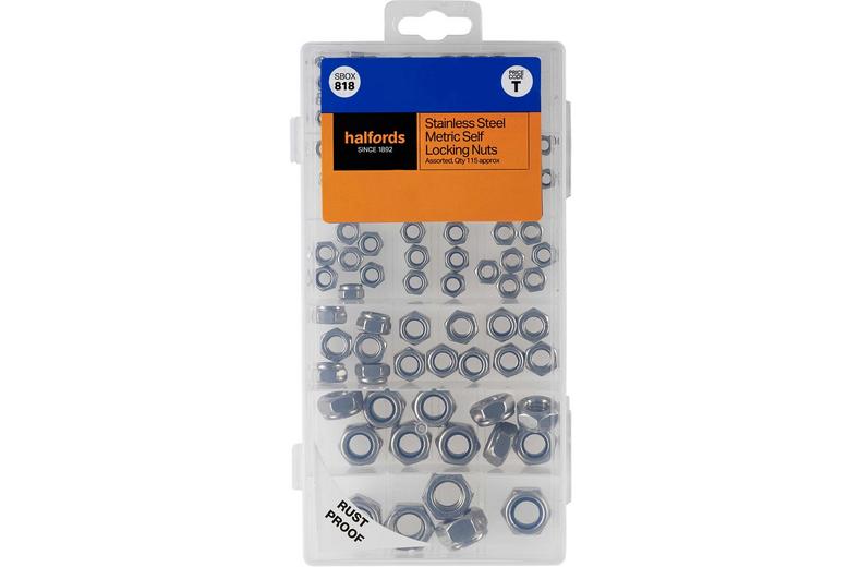 Halfords Assorted Stainless Steel Self Lock Nuts (SBOX818) Halfords Assorted Stainless Steel Self Lock Nuts (SBOX818)
