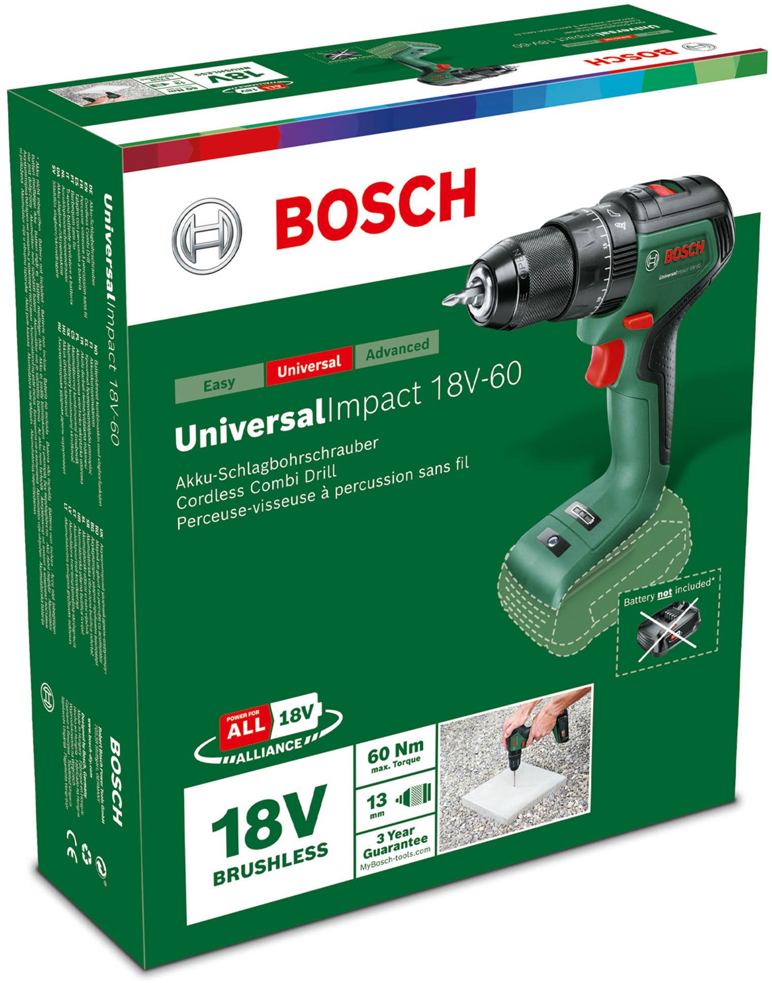 Bosch 18V-60 UniversalImpact Cordless Hammer Drill Drivers (Bare Tool)
