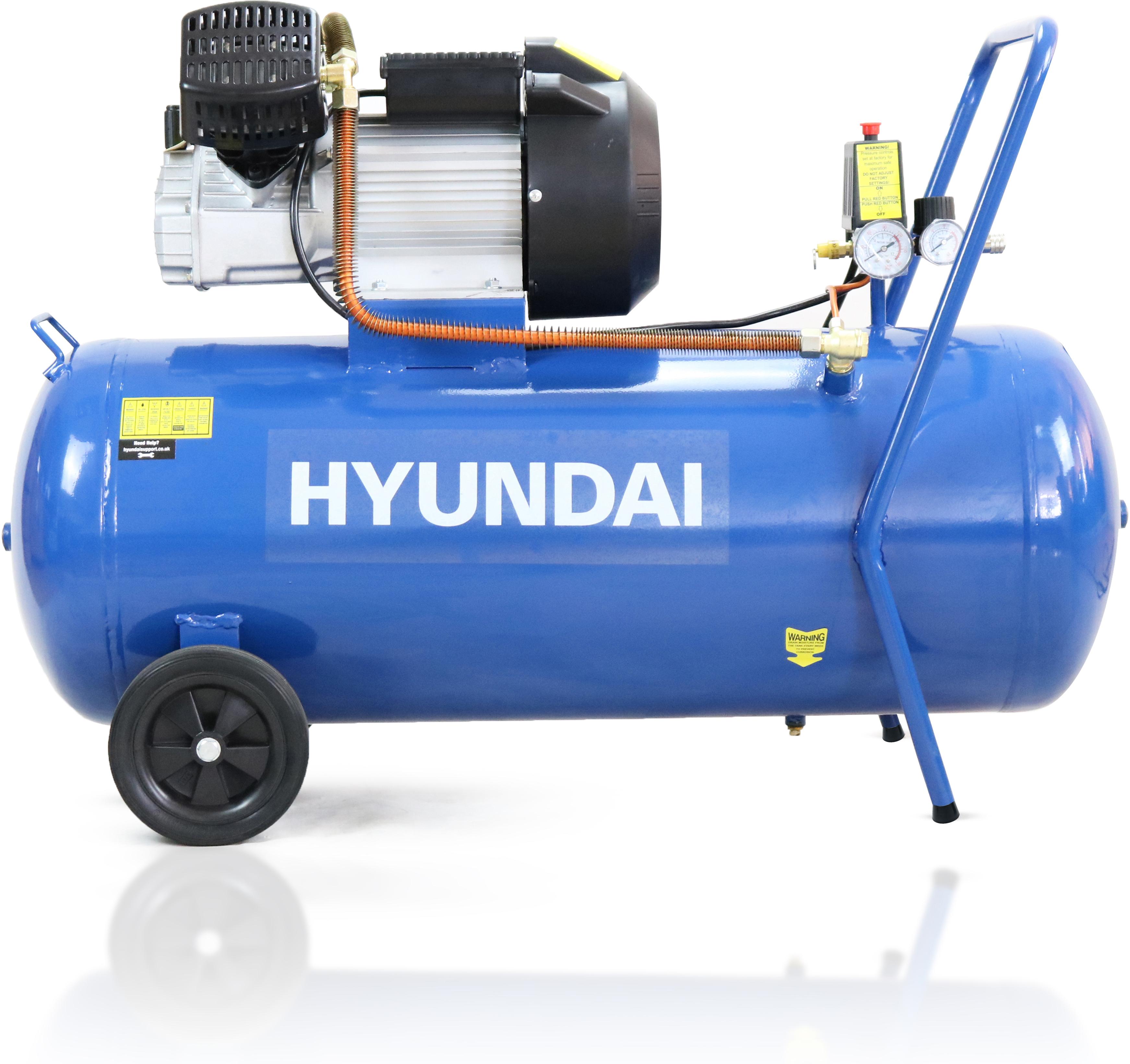 Hyundai 100L Silenced Air Compressor, 3hp Halfords UK