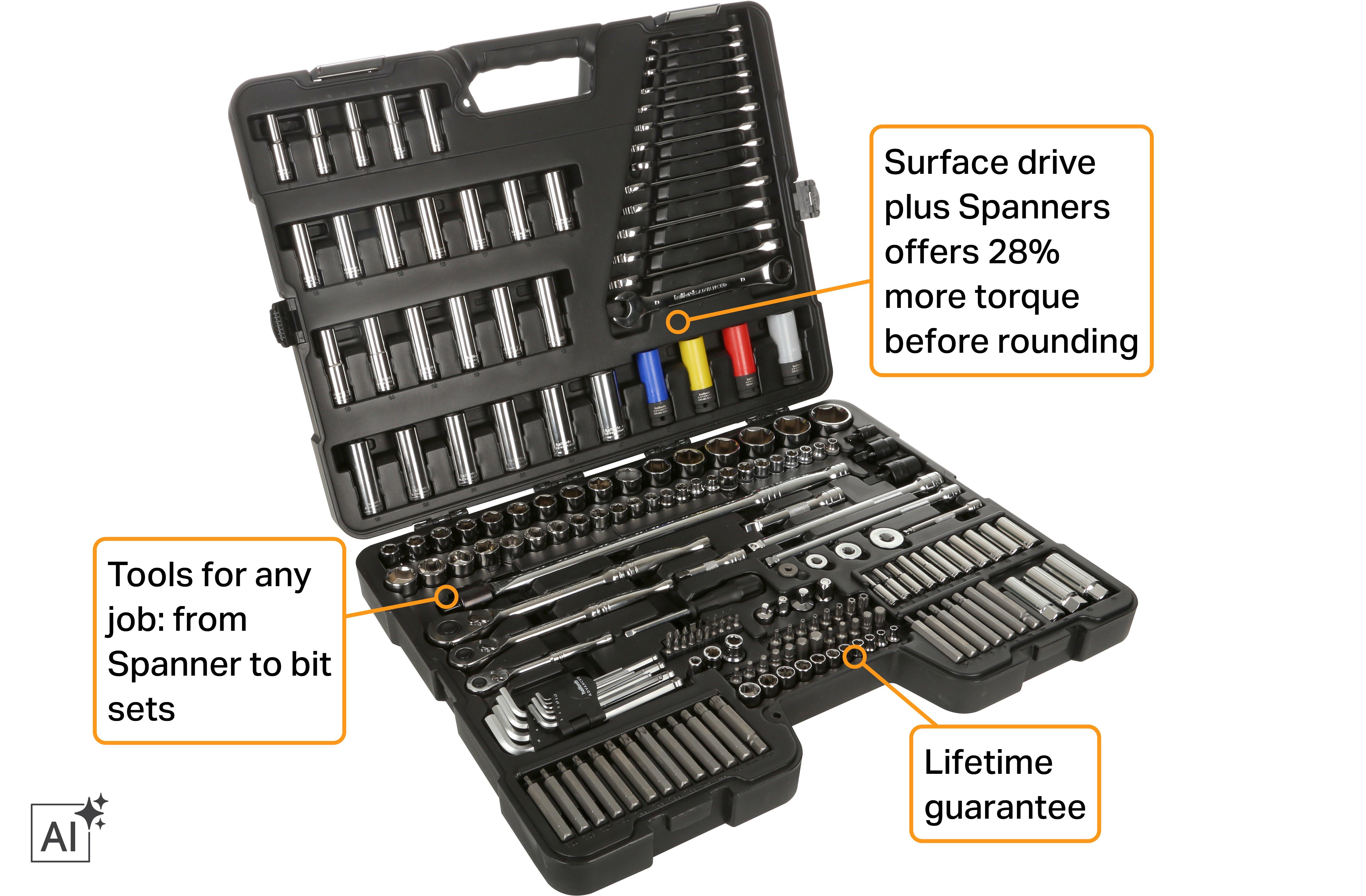 Halfords Advanced 200 Piece Socket and Ratchet Spanner Set