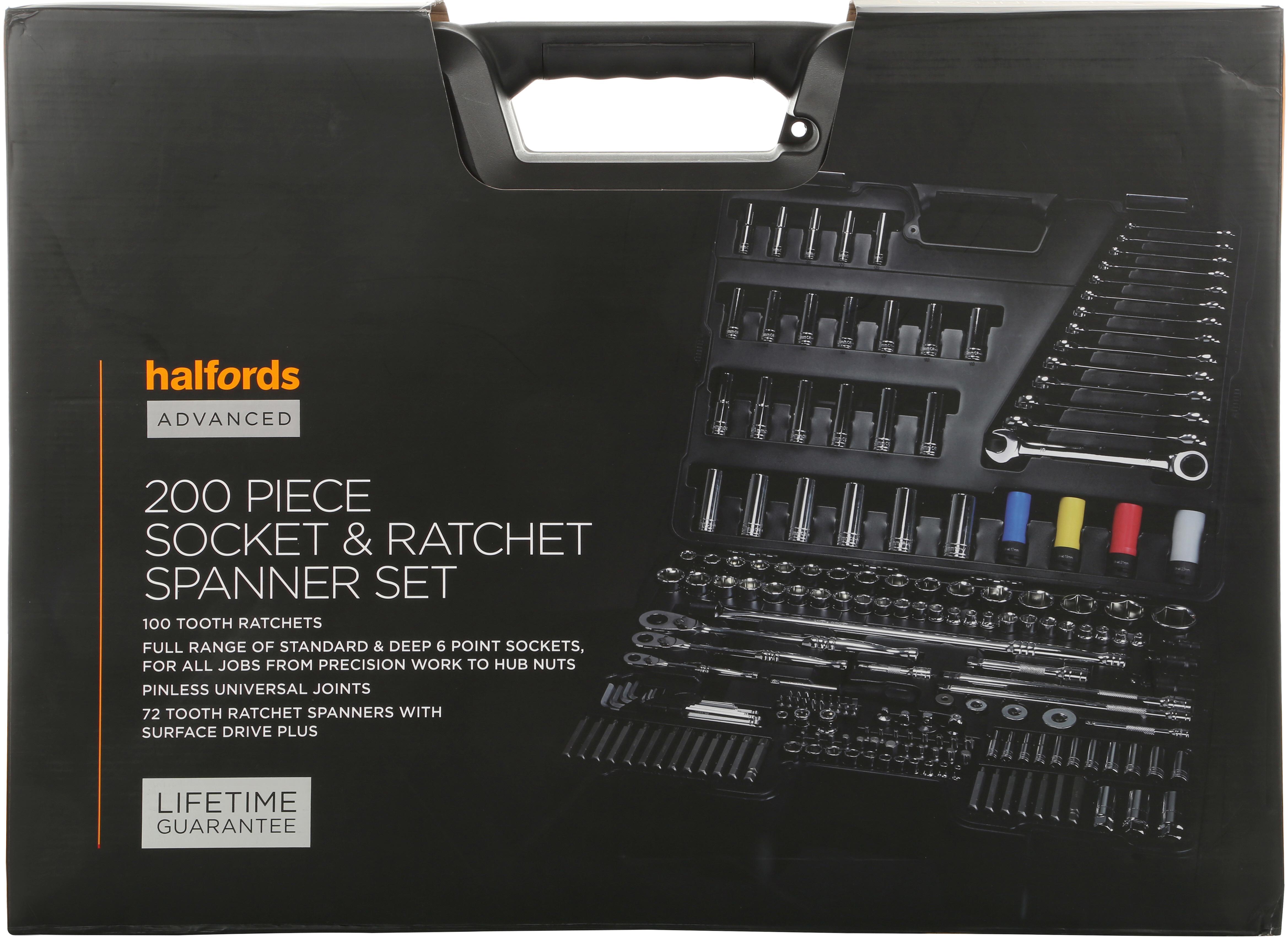 Halfords Advanced 200 Piece Socket and Ratchet Spanner Set