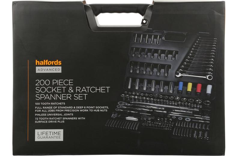 Halfords Advanced 200 Piece Socket and Ratchet Spanner Set Halfords Advanced 200 Piece Socket and Ratchet Spanner Set