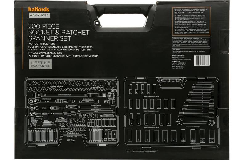 Halfords Advanced 200 Piece Socket and Ratchet Spanner Set Halfords Advanced 200 Piece Socket and Ratchet Spanner Set