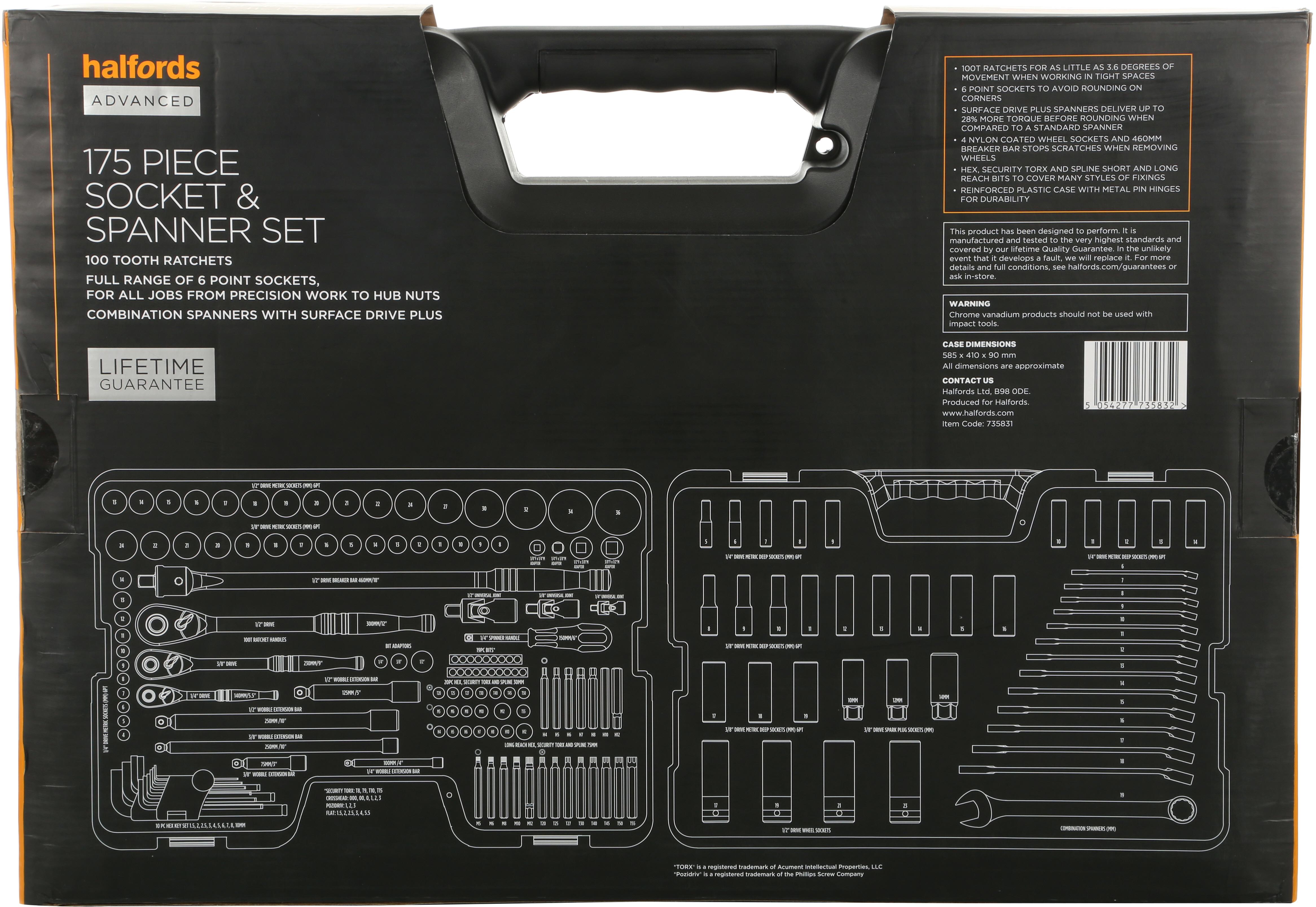 Halfords Advanced 175 Pc Socket & Spanner Set
