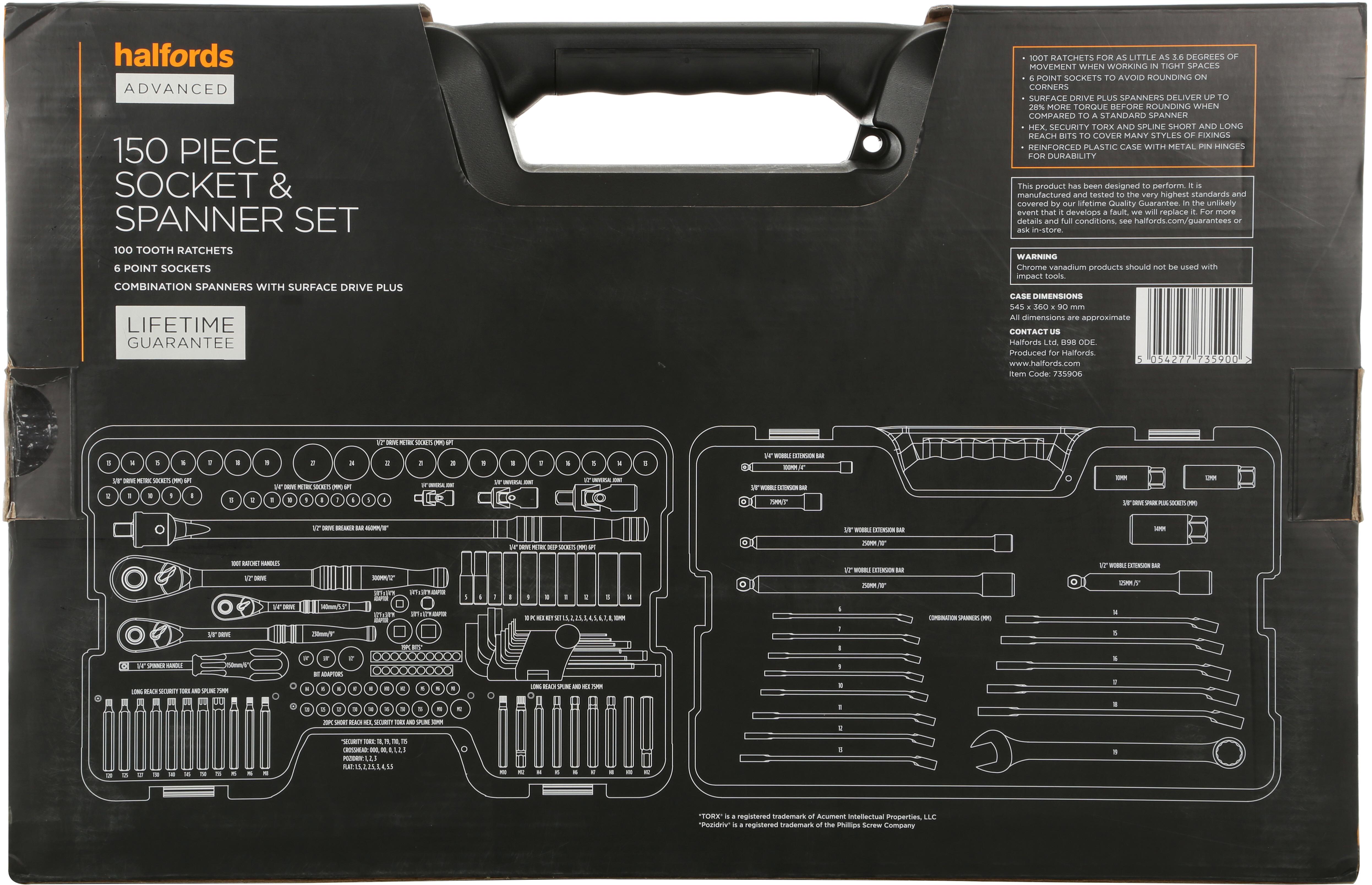 Halfords Advanced 150 Pc Socket & Spanner Set
