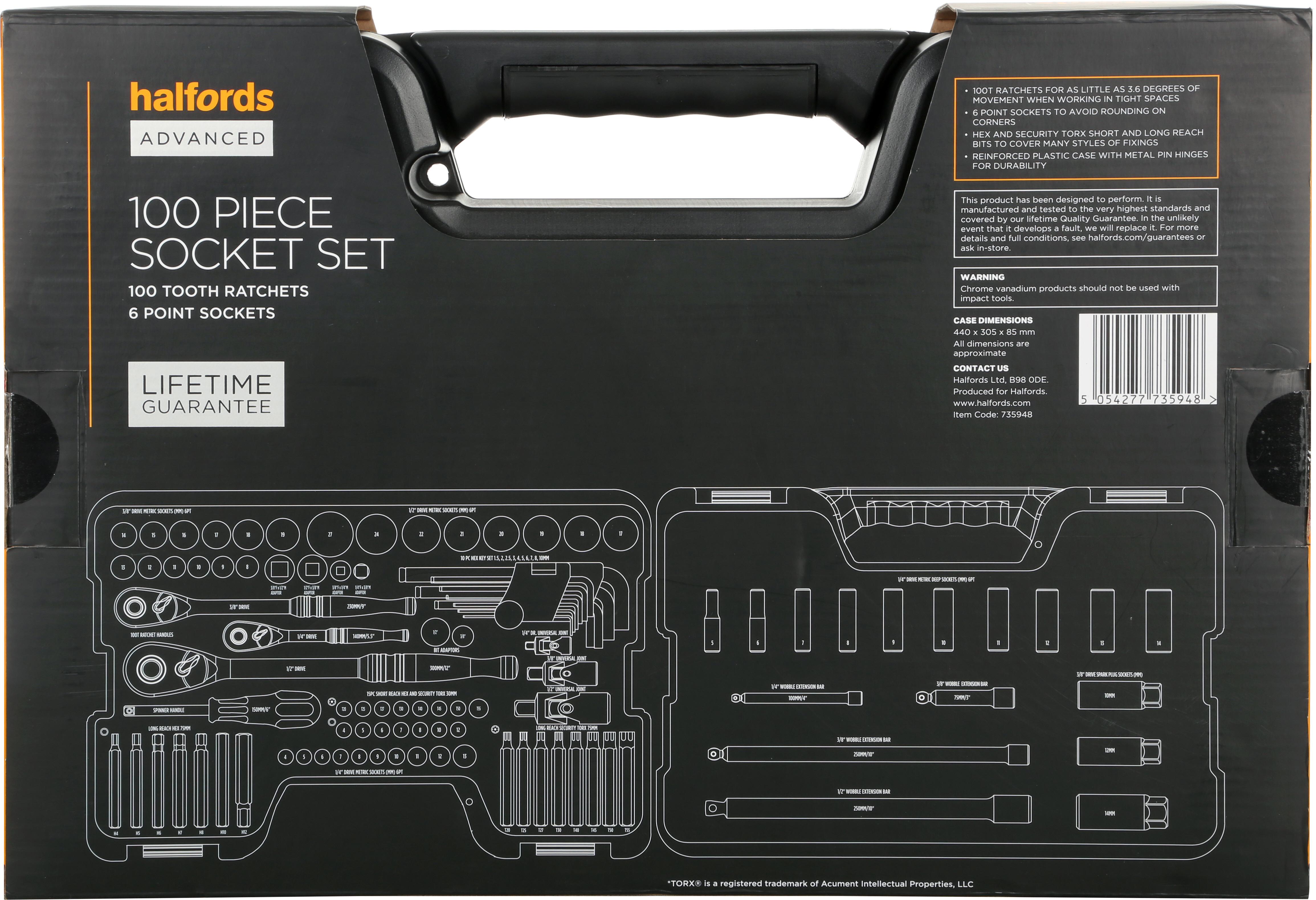 Halfords Advanced 100 Pc Socket Set