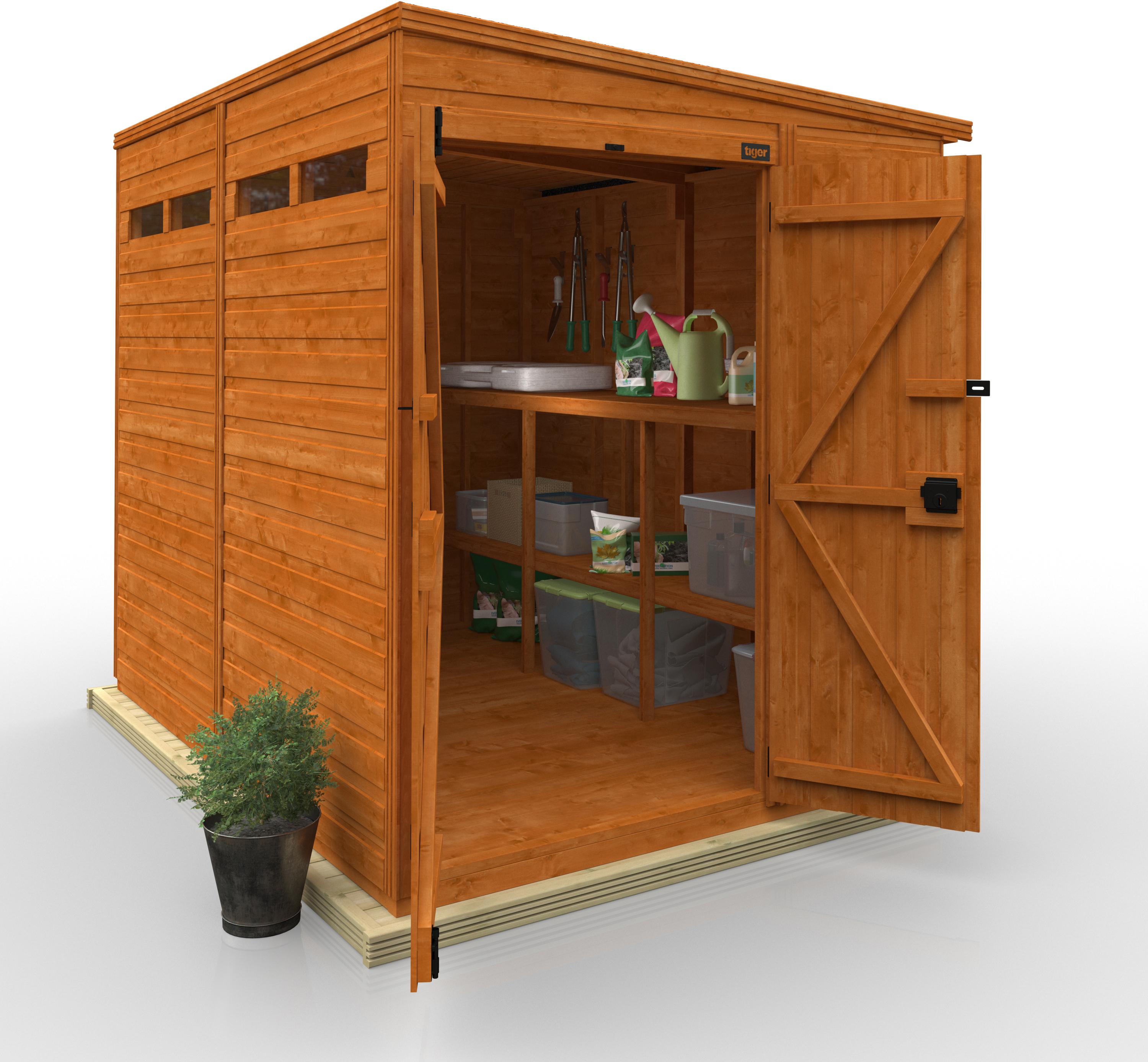 TigerFlex Shiplap Pent Security Double Door Shed
