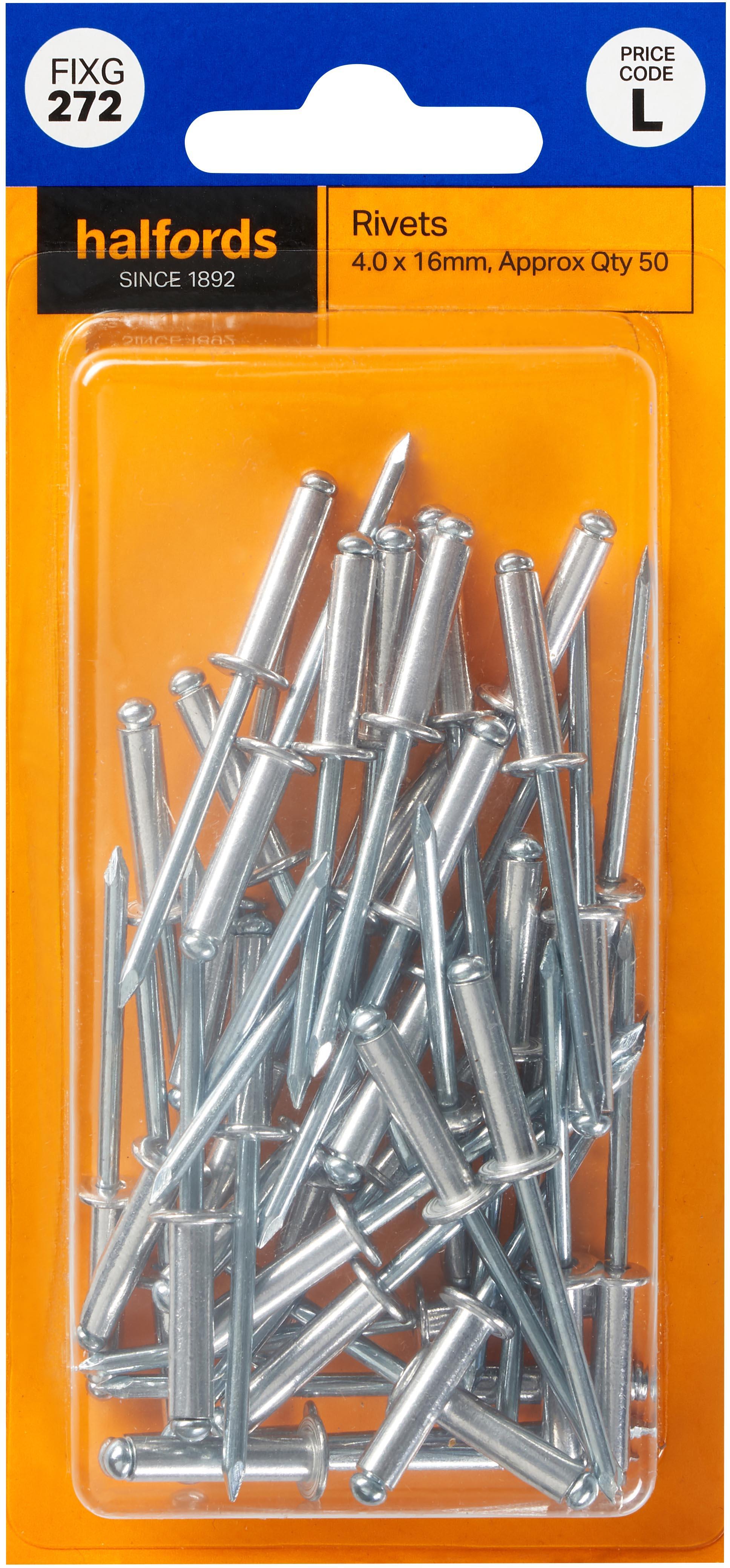 Halfords Rivets 4mm x 16mm (FIXG272)