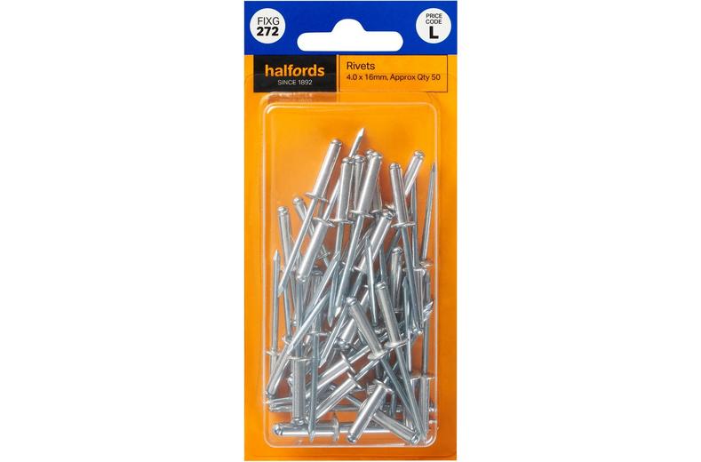 Halfords Rivets 4mm x 16mm (FIXG272) Halfords Rivets 4mm x 16mm (FIXG272)