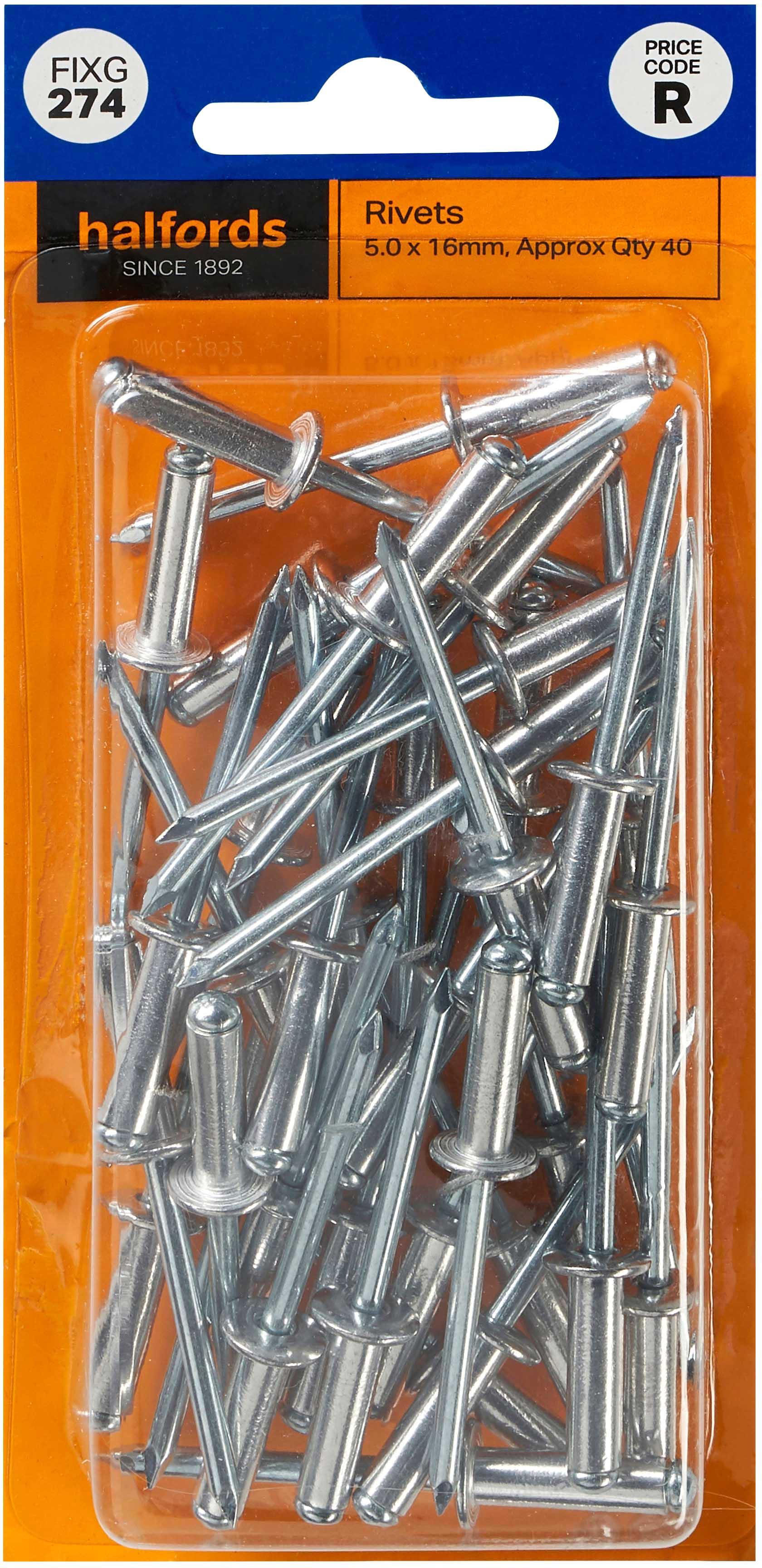 Halfords Rivets 5mm x 16mm (FIXG274)