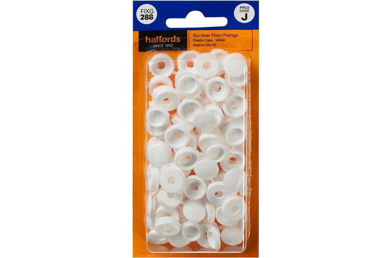 Halfords Number Plate Plastic Caps White (FIXG288) Halfords Number Plate Plastic Caps White (FIXG288)