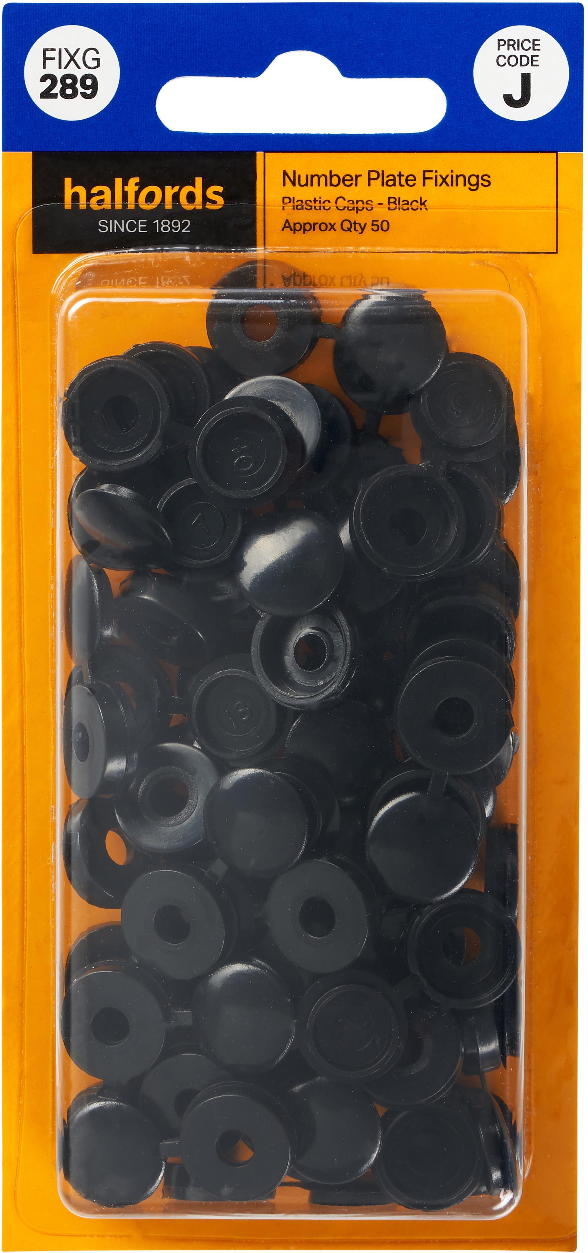 Halfords Number Plate Plastic Caps Black (FIXG289)