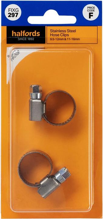 Halfords Stainless Steel Hose Clips 8-16mm & 10-16mm (FIXG297)