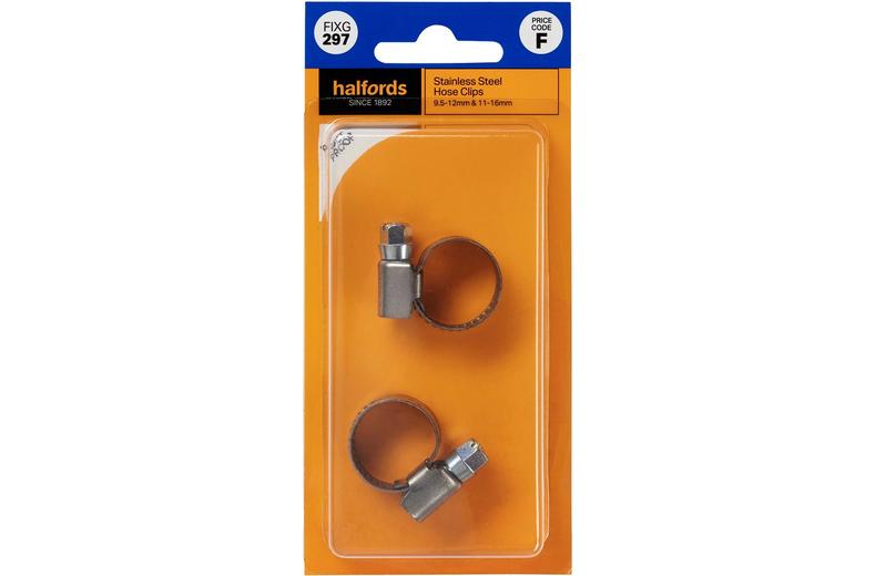 Halfords Stainless Steel Hose Clips 8-16mm & 10-16mm (FIXG297) Halfords Stainless Steel Hose Clips 8-16mm & 10-16mm (FIXG297)