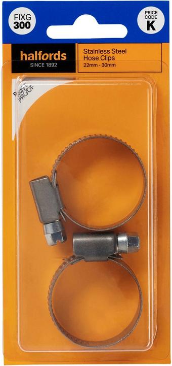 Halfords Stainless Steel Hose Clips 20-32mm (FIXG300)