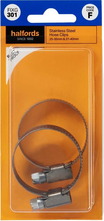 Halfords Stainless Steel Hose Clips 23-35mm & 25-40mm (FIXG301)