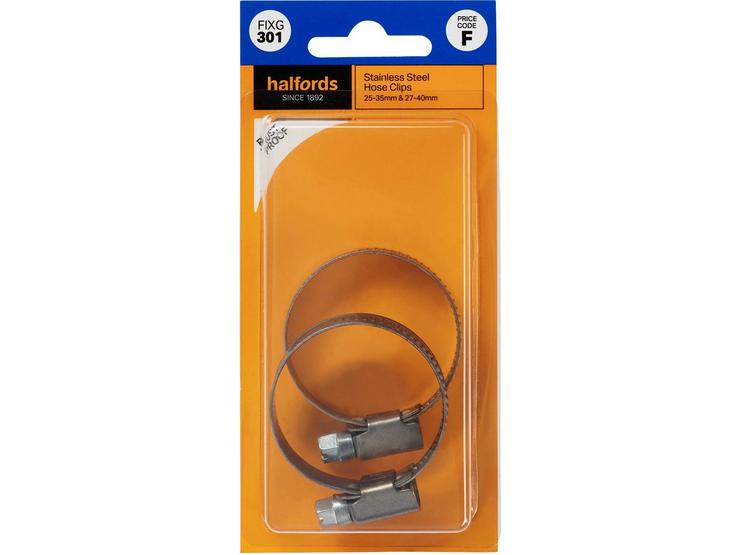 Halfords Stainless Steel Hose Clips 23-35mm & 25-40mm (FIXG301)