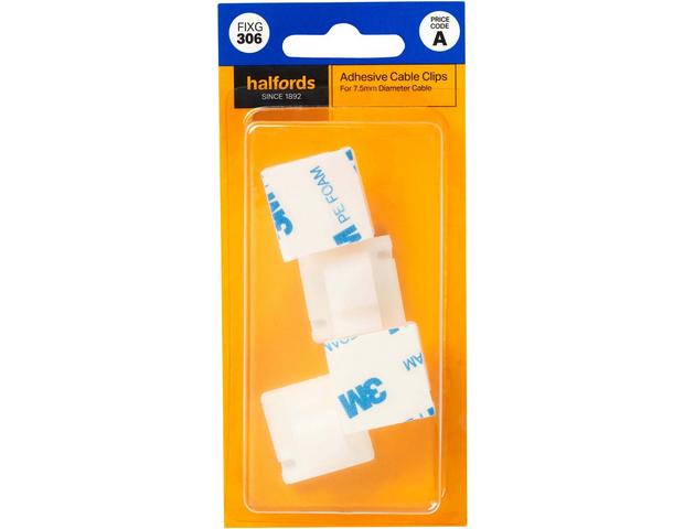 Halfords Adhesive Cable Clips - Large (FIXG306)