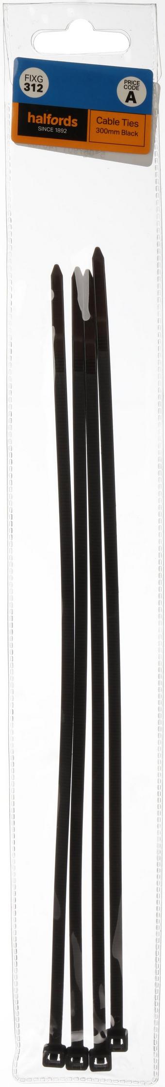 Halfords Cable Ties 300mm Black (FIXG312)