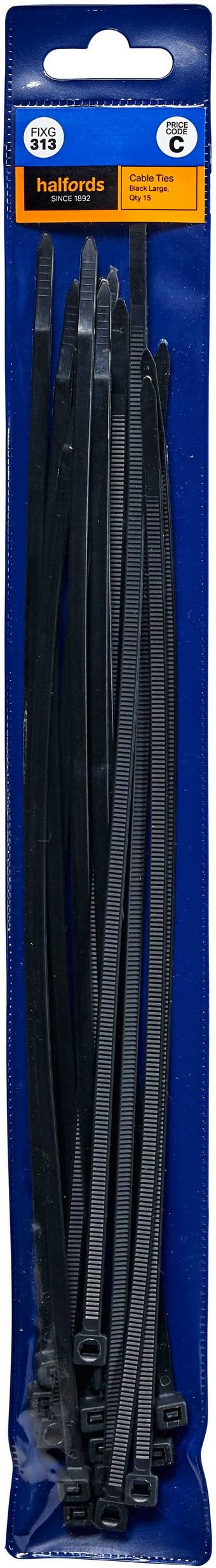 Halfords Cable Ties 300mm Black (FIXG313)