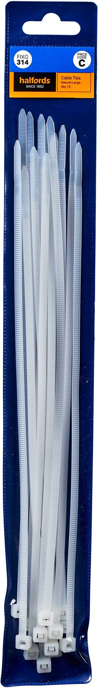 Halfords Cable Ties 300mm Natural (FIXG314)