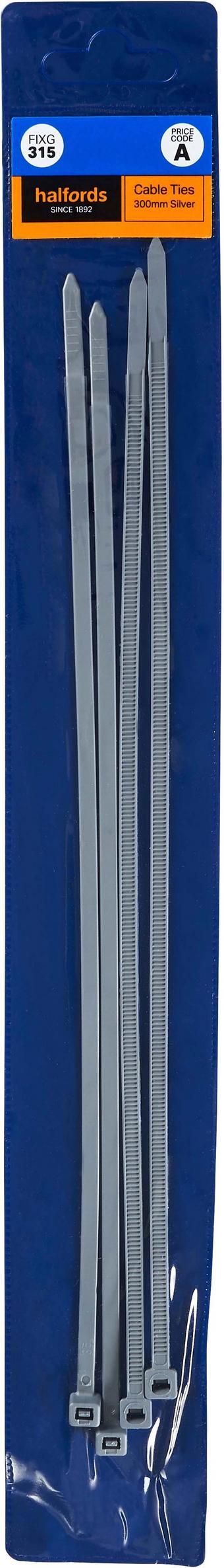 Halfords Cable Ties 300mm Silver (FXG315)