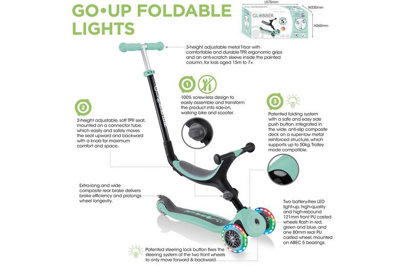 Globber Go Up Foldable Lights Kids Scooter Globber Go Up Foldable Lights Kids Scooter
