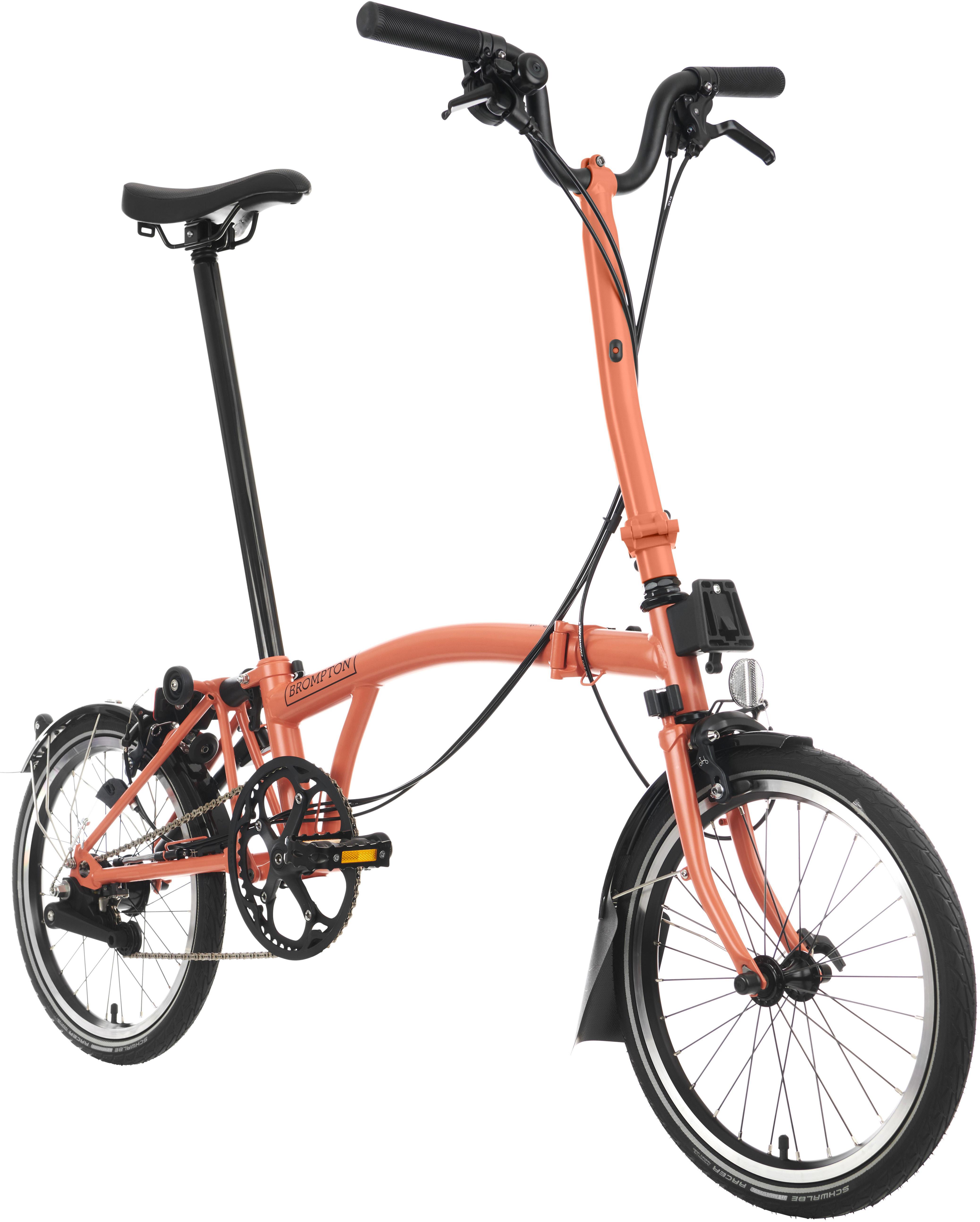 Ex-Display Brompton C Line Explore High Handlebar Folding Bike, Fire Coral - 16" Wheel