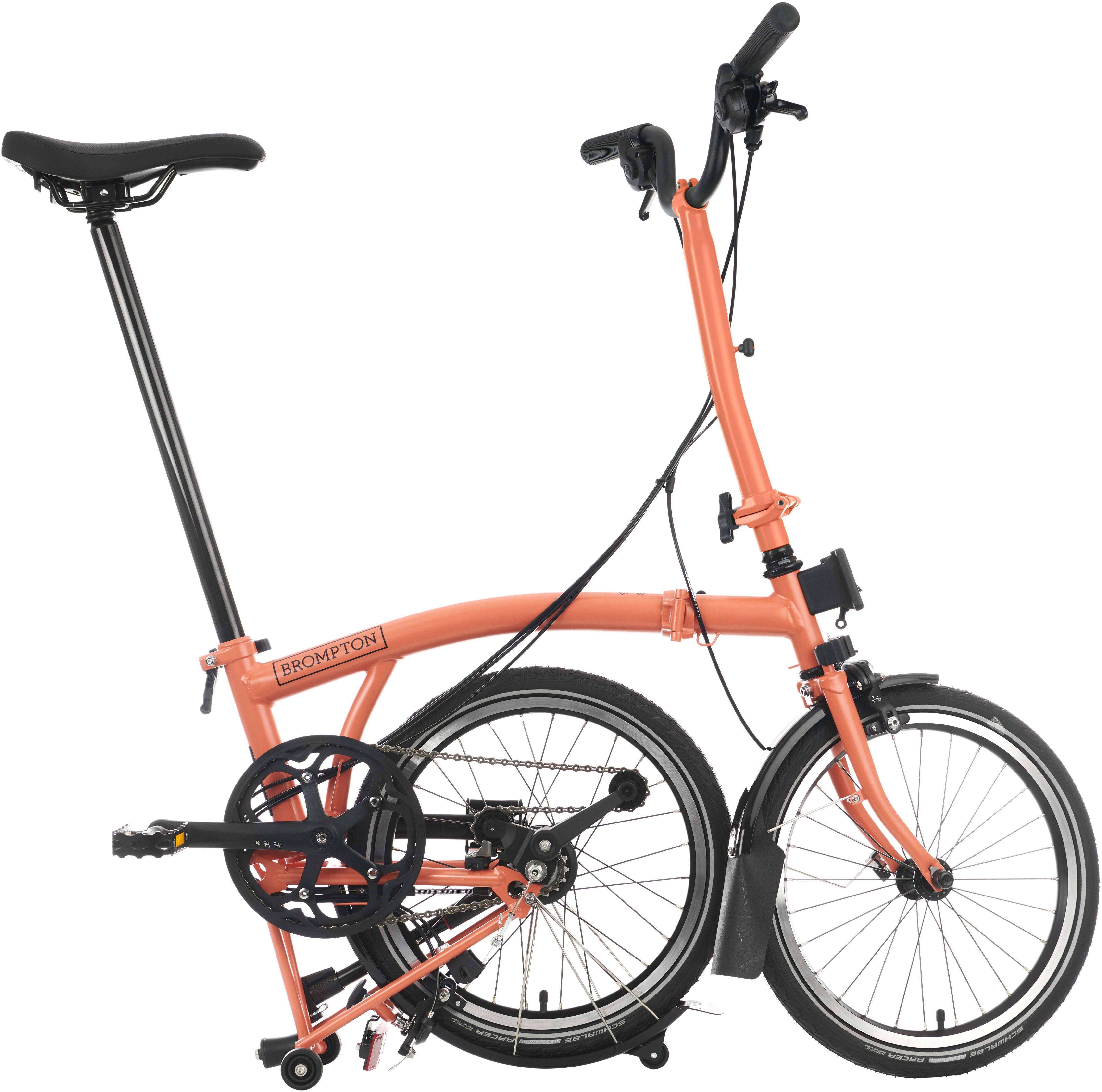 Ex-Display Brompton C Line Explore High Handlebar Folding Bike, Fire Coral - 16" Wheel