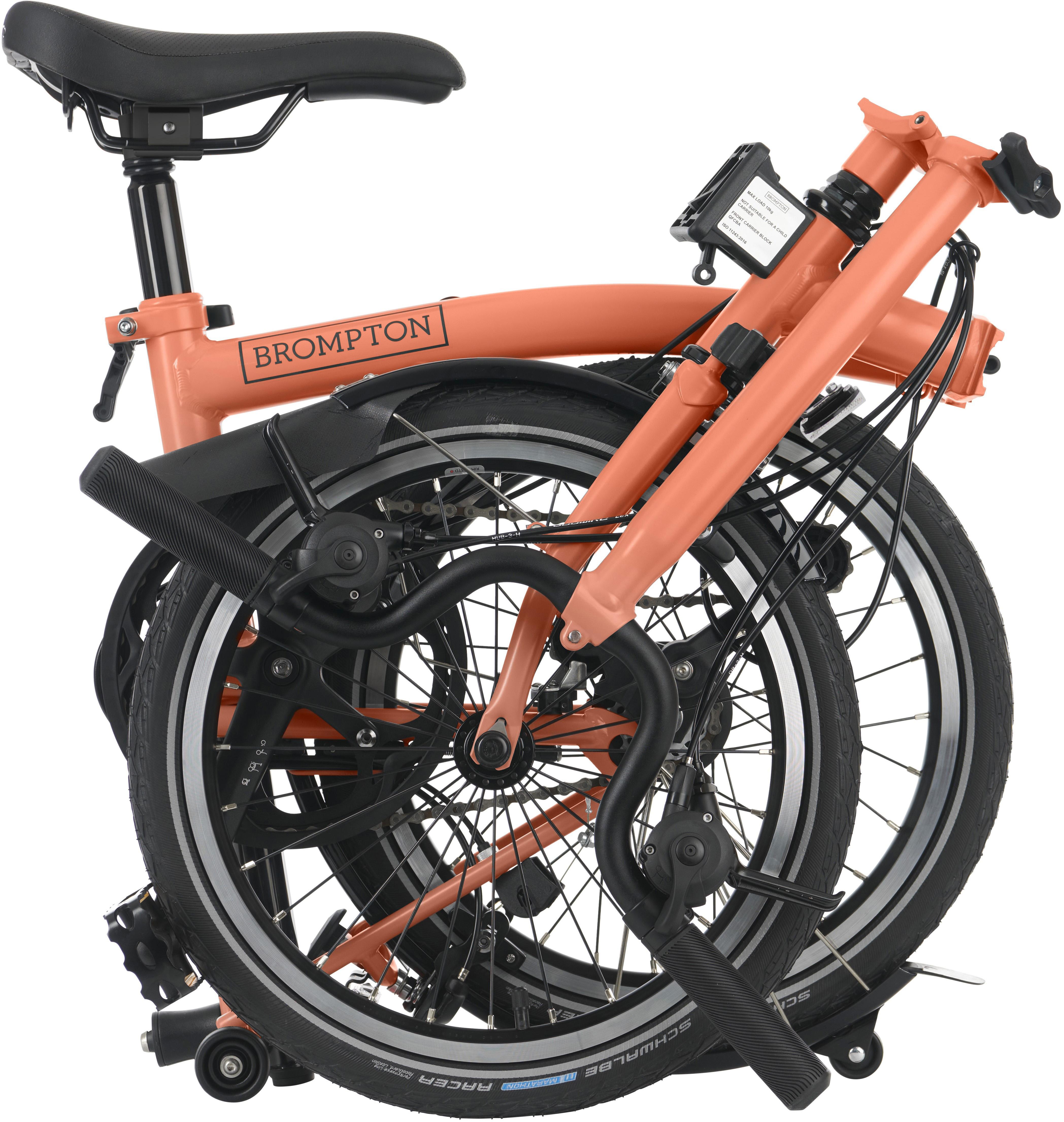 Ex-Display Brompton C Line Explore High Handlebar Folding Bike, Fire Coral - 16" Wheel