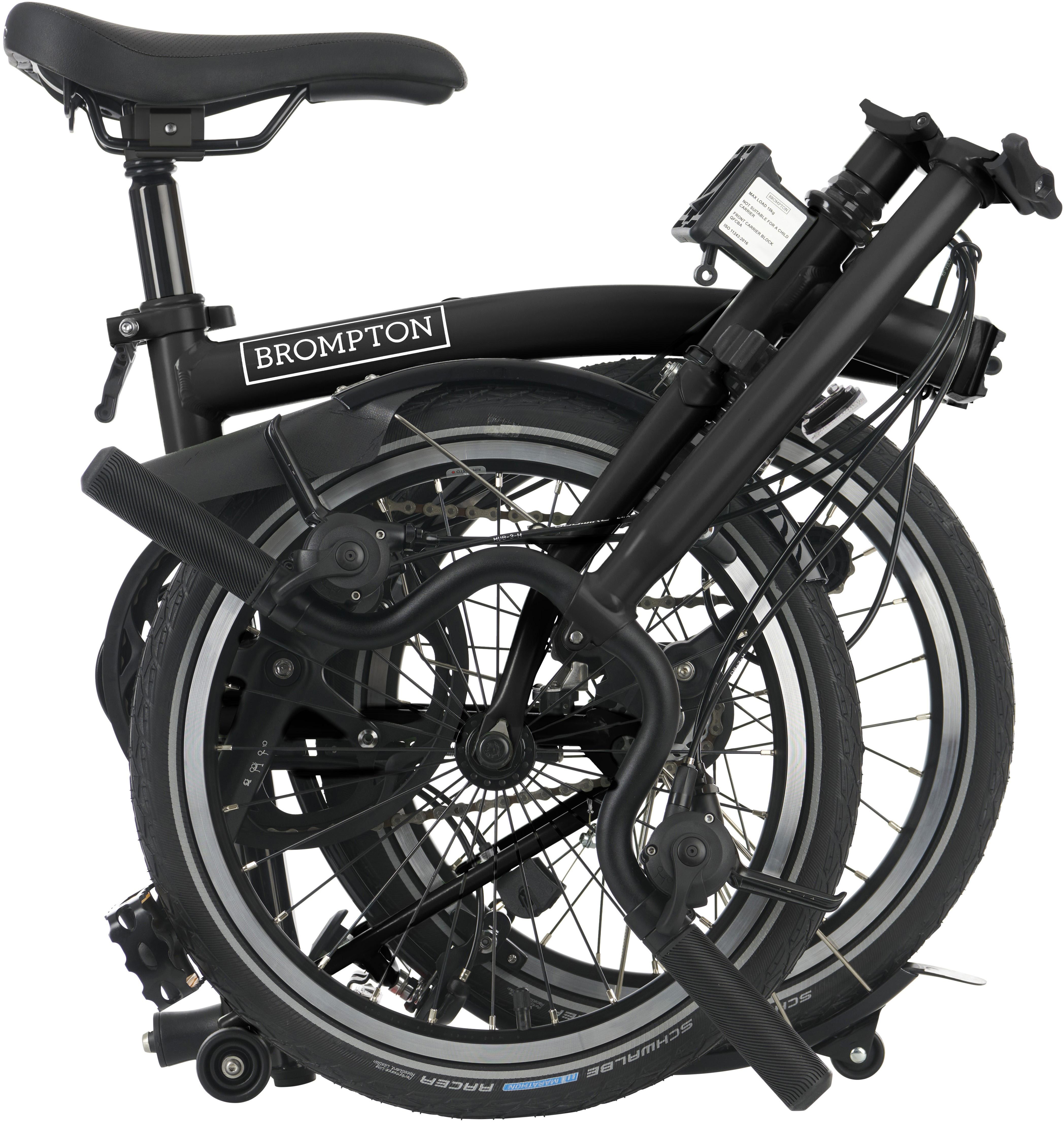 Ex-Display Brompton C Line Explore High Handlebar Folding Bike, Matt Black - 16" Wheel