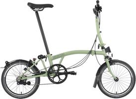 Halfords Brompton C Line Explore Mid Handlebar Folding Bike - Matcha Green - 16 inch Wheel | Extra 8% off for BC Members